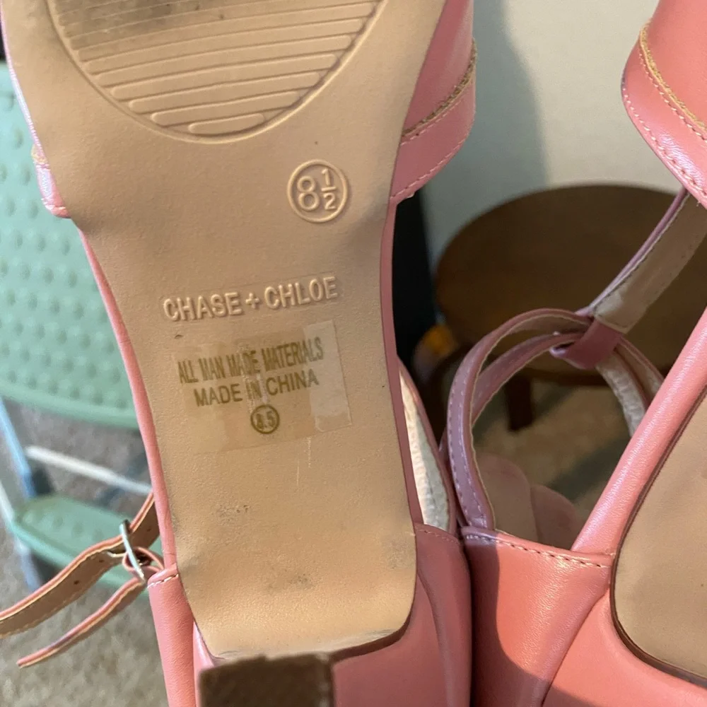 Chase + Chloe Blush Pink T-Strap Heels - Picture 8 of 8